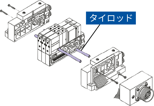 タイロッドタイプマニホールドをタイロッドおよび接合金具により連結(jié)。マニホールドのねじれに強い。